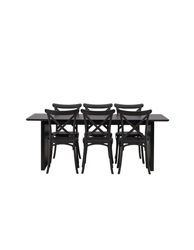 Matgrupp Vail med Crosett matstolar, 200 × 100 cm