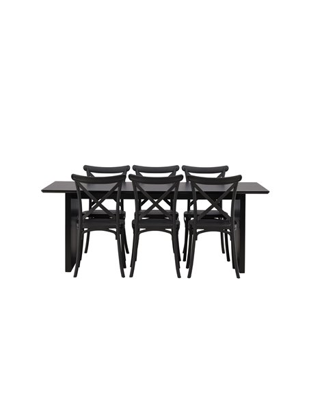 Matgrupp Vail med Crosett matstolar, 200 × 100 cm