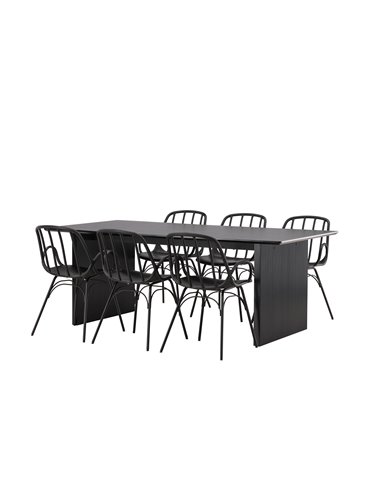 Matgrupp Vail med Dyrön matstolar, 200 × 100 cm