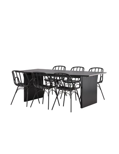 Matgrupp Vail med Dyrön matstolar, 200 × 100 cm