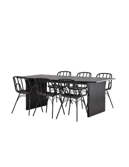 Matgrupp Vail med Dyrön matstolar, 200 × 100 cm