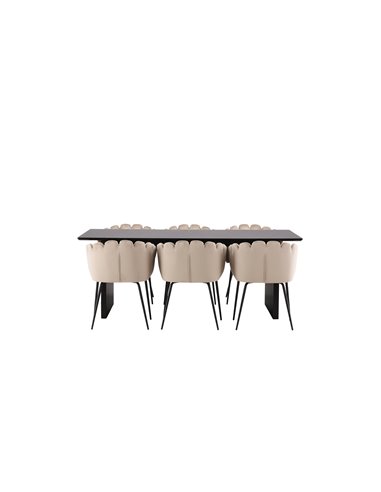 Matgrupp Vail med Limhamn matstolar, 200 × 100 cm