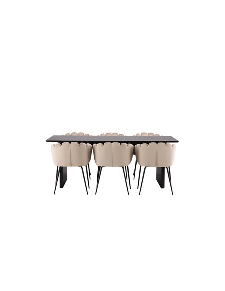 Matgrupp Vail med Limhamn matstolar, 200 × 100 cm