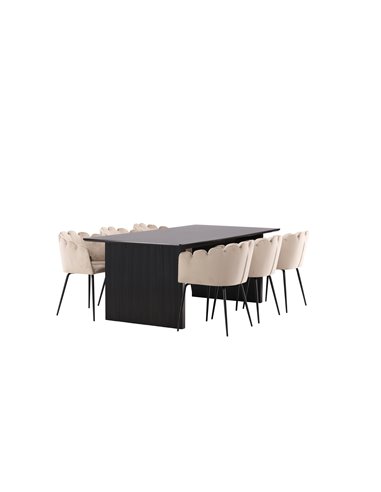Matgrupp Vail med Limhamn matstolar, 200 × 100 cm