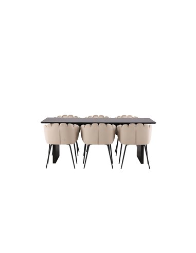 Matgrupp Vail med Limhamn matstolar, 200 × 100 cm