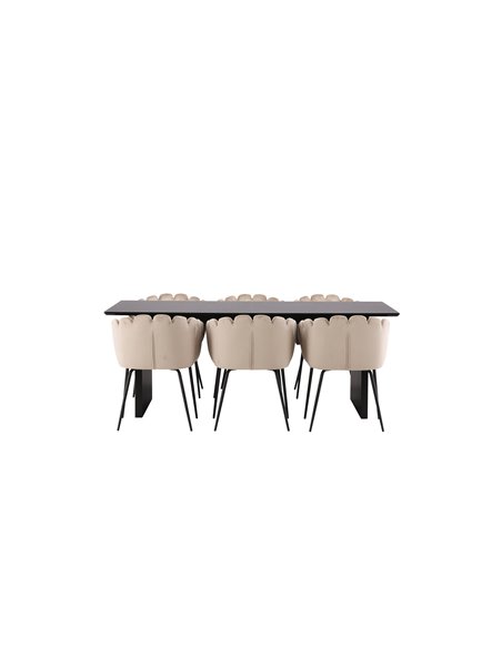 Matgrupp Vail med Limhamn matstolar, 200 × 100 cm