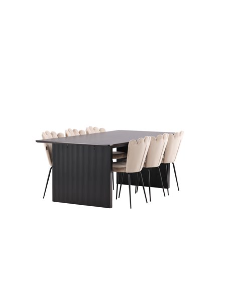 Matgrupp Vail med Limhamn matstolar, 200 × 100 cm