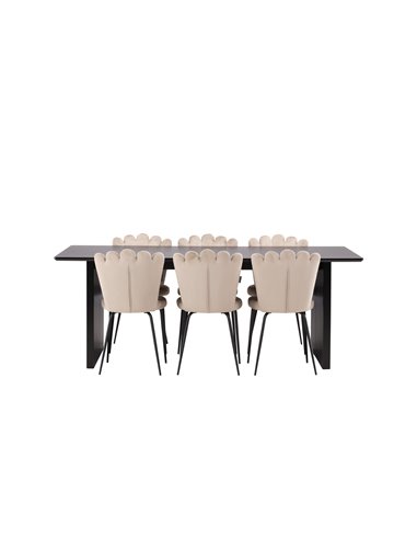 Matgrupp Vail med Limhamn matstolar, 200 × 100 cm