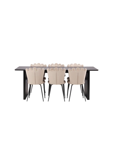 Matgrupp Vail med Limhamn matstolar, 200 × 100 cm