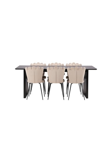 Matgrupp Vail med Limhamn matstolar, 200 × 100 cm