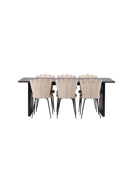Matgrupp Vail med Limhamn matstolar, 200 × 100 cm