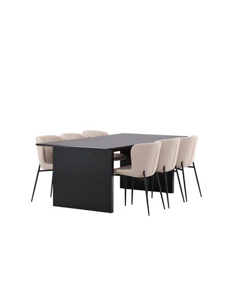 Matgrupp Vail med Modesto matstolar, 200 × 100 cm