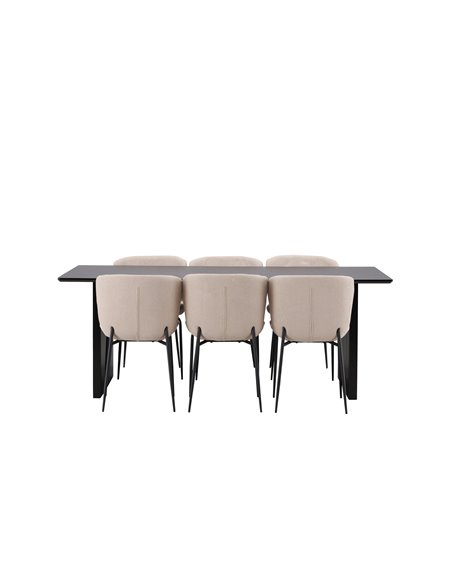 Matgrupp Vail med Modesto matstolar, 200 × 100 cm