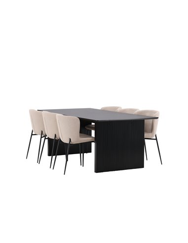 Matgrupp Vail med Modesto matstolar, 200 × 100 cm