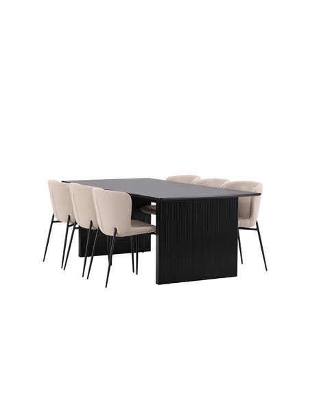 Matgrupp Vail med Modesto matstolar, 200 × 100 cm