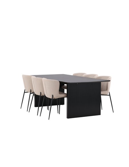 Matgrupp Vail med Modesto matstolar, 200 × 100 cm