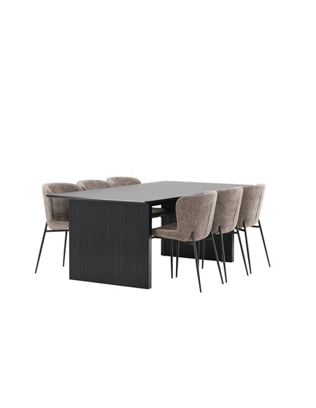 Matgrupp Vail med Modesto matstolar, 200 × 100 cm