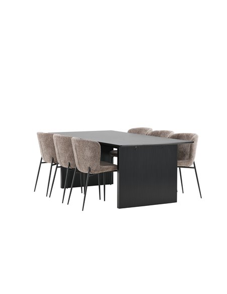 Matgrupp Vail med Modesto matstolar, 200 × 100 cm