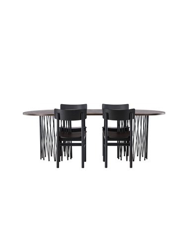 Matgrupp Stone med Montros matstolar, 220 × 100 cm