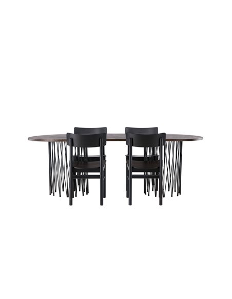 Matgrupp Stone med Montros matstolar, 220 × 100 cm