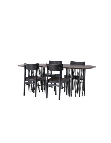 Matgrupp Stone med Montros matstolar, 220 × 100 cm