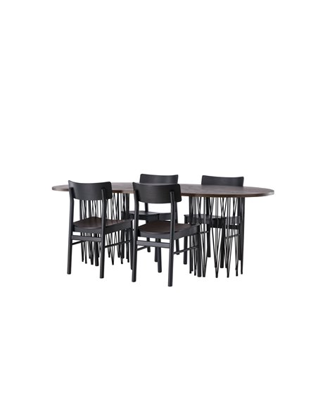 Matgrupp Stone med Montros matstolar, 220 × 100 cm