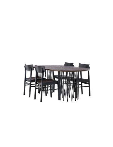 Matgrupp Stone med Montros matstolar, 220 × 100 cm