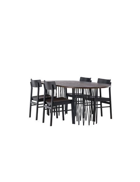 Matgrupp Stone med Montros matstolar, 220 × 100 cm