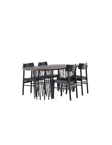 Matgrupp Stone med Montros matstolar, 220 × 100 cm