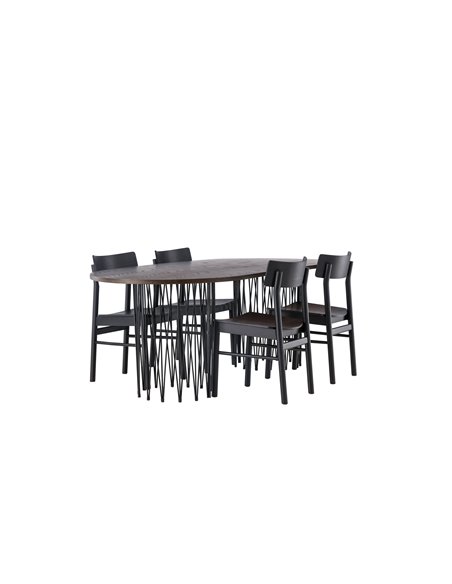 Matgrupp Stone med Montros matstolar, 220 × 100 cm