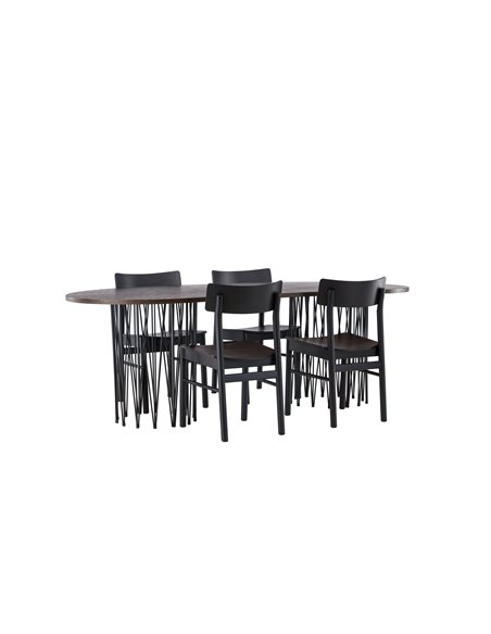 Matgrupp Stone med Montros matstolar, 220 × 100 cm