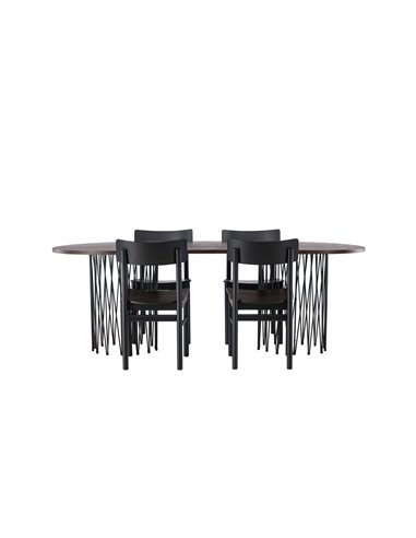Matgrupp Stone med Montros matstolar, 220 × 100 cm