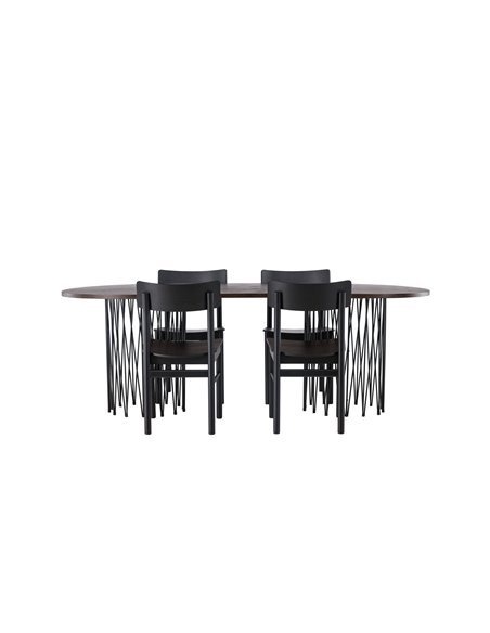 Matgrupp Stone med Montros matstolar, 220 × 100 cm