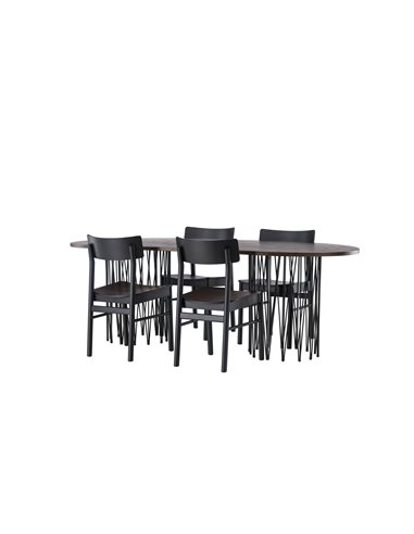 Matgrupp Stone med Montros matstolar, 220 × 100 cm