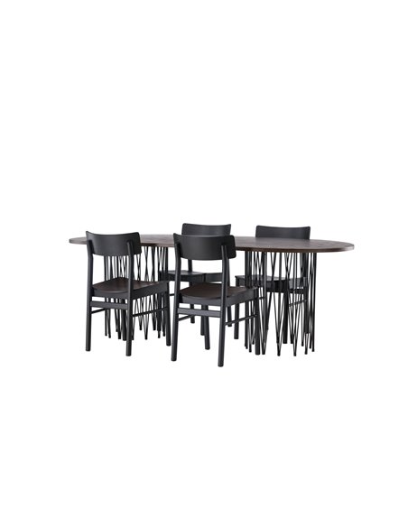 Matgrupp Stone med Montros matstolar, 220 × 100 cm