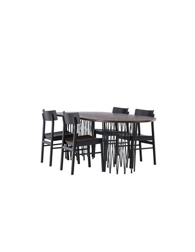 Matgrupp Stone med Montros matstolar, 220 × 100 cm