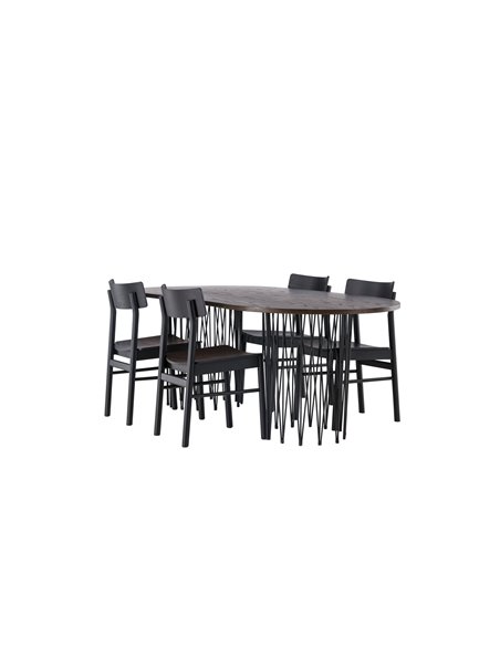 Matgrupp Stone med Montros matstolar, 220 × 100 cm