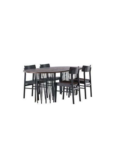 Matgrupp Stone med Montros matstolar, 220 × 100 cm