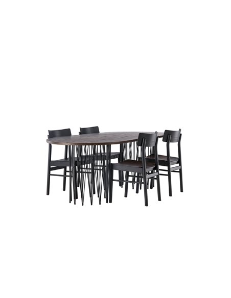 Matgrupp Stone med Montros matstolar, 220 × 100 cm