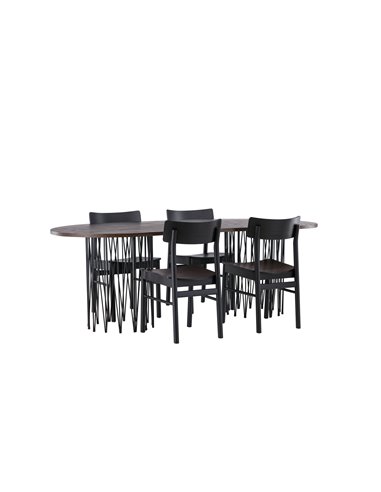 Matgrupp Stone med Montros matstolar, 220 × 100 cm