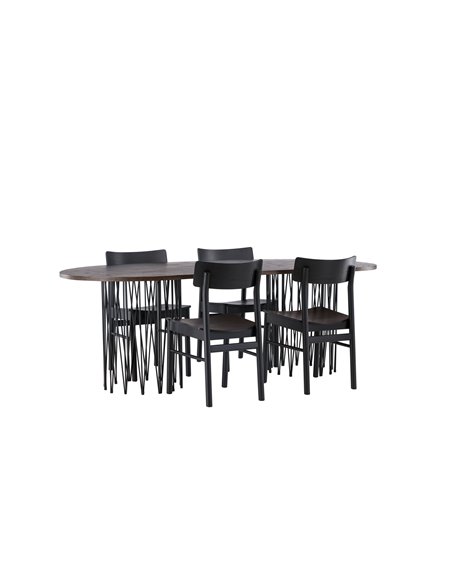 Matgrupp Stone med Montros matstolar, 220 × 100 cm