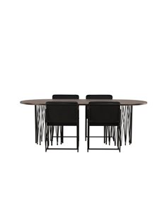 Matgrupp Stone med Richmond matstolar, 220 × 100 cm