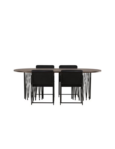 Matgrupp Stone med Richmond matstolar, 220 × 100 cm