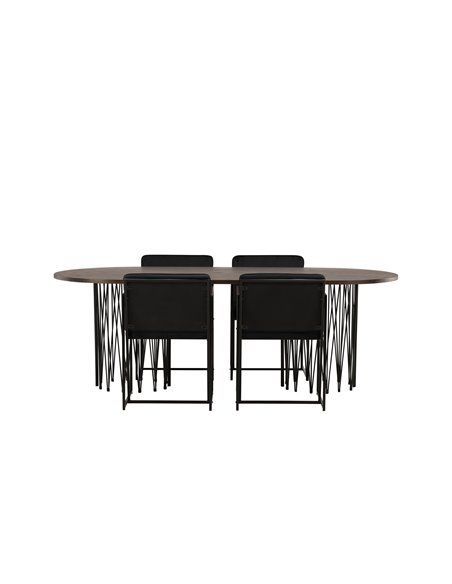 Matgrupp Stone med Richmond matstolar, 220 × 100 cm