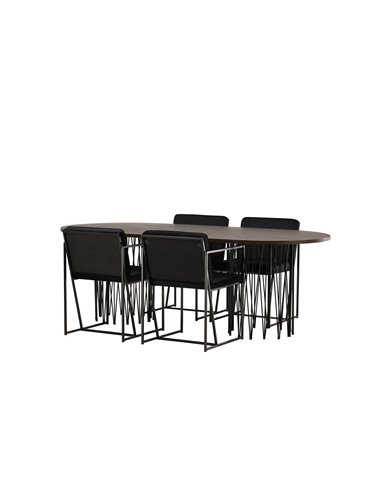 Matgrupp Stone med Richmond matstolar, 220 × 100 cm