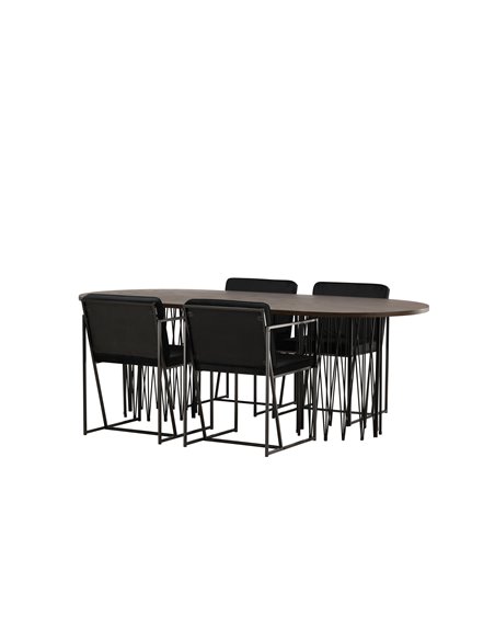 Matgrupp Stone med Richmond matstolar, 220 × 100 cm