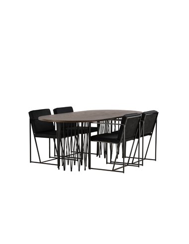 Matgrupp Stone med Richmond matstolar, 220 × 100 cm