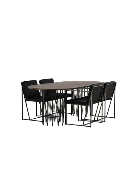 Matgrupp Stone med Richmond matstolar, 220 × 100 cm