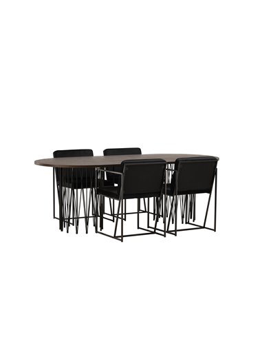 Matgrupp Stone med Richmond matstolar, 220 × 100 cm