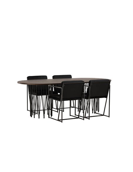 Matgrupp Stone med Richmond matstolar, 220 × 100 cm